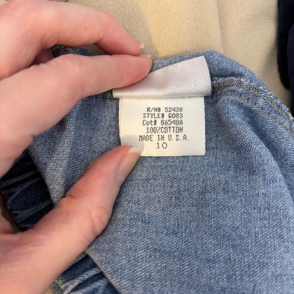 Vintage Lightwash Denim Midi Skirt Drawstring Waist Cotton 10 | Light Summer - Picture 9 of 11